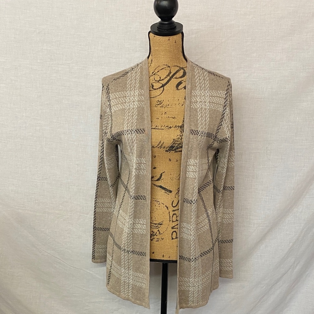 Croft & Barrow Plaid Cardigan - Beige and Brown